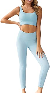 Photo 1 of Two Piece Outfits for Women- Sports Bras High Waisted Leggings Workout Clothes for Yoga Gym LARGE