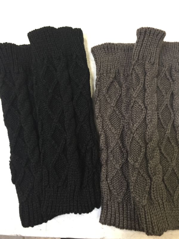 Photo 2 of Loritta 2 Pairs Womens Fingerless Gloves Winter Warm Knit Crochet Thumbhole Arm Warmers