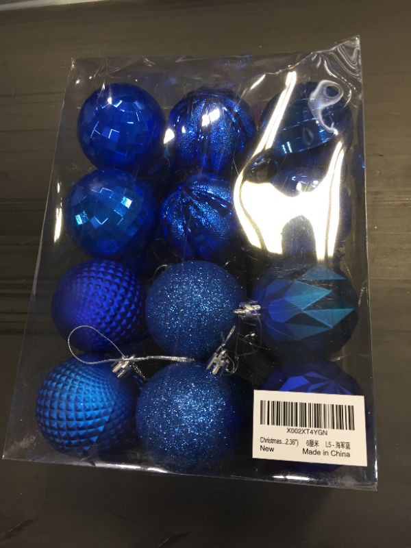 Photo 1 of Dohance Christmas Balls Ornaments, Xmas Ball Baubles Set - Shatterproof Decorative Hanging Ornaments Baubles Set for Xmas Tree (Navy Blue, 60mm/2.36")