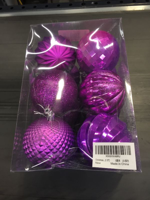 Photo 2 of Dohance Christmas Balls Ornaments, Xmas Ball Baubles Set - Shatterproof Decorative Hanging Ornaments Baubles Set for Xmas Tree (Purple, 60mm/2.36")
