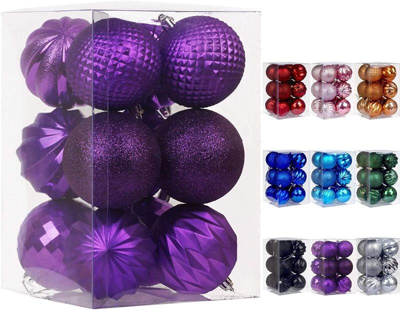 Photo 1 of Dohance Christmas Balls Ornaments, Xmas Ball Baubles Set - Shatterproof Decorative Hanging Ornaments Baubles Set for Xmas Tree (Purple, 60mm/2.36")
