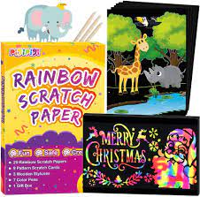 Photo 1 of PIGIPIGI QXNEW RAINBOW PAPER ART SUPPLY 2 STYLES MAGIC COLOR SCRATCH PAPER SHEET CRAFT FOR KIDS