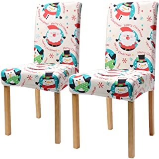 Photo 1 of APCHFIOG Christmas Chair Covers, Santa Snowman Protector slipcover Removable Washable for Dining Room Ceremony Banquet Wedding Party Home Decor Set of 2 (White )
