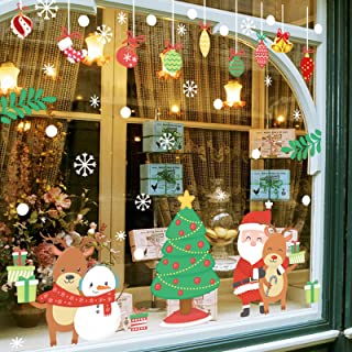 Photo 1 of Christmas Window Clings, Christmas Shop Window Stickers DIY Removable PVC Xmas Window Decorations Xmas Santa Reindeer Snowman Snowflake Window Decor for Winter Decorations Xmas Party Ornaments
