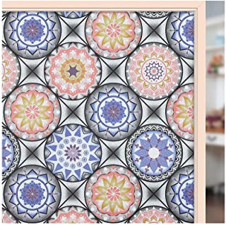 Photo 1 of Window Privacy Film Stained Glass Window Tinting Film for Home Bathroom Frosted Static Cling Non Adhesive Sun UV Blocking Decorative Vinyl Covering Stickers Removable Opaque Door Decal17.5 x 78.7 in
