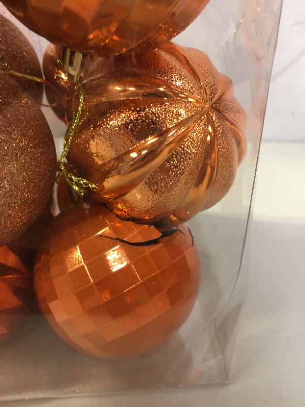 Photo 3 of Dohance Christmas Balls Ornaments, Xmas Ball Baubles Set - Shatterproof Decorative Hanging Ornaments Baubles Set for Xmas Tree (Orange, 80mm/3.15")
