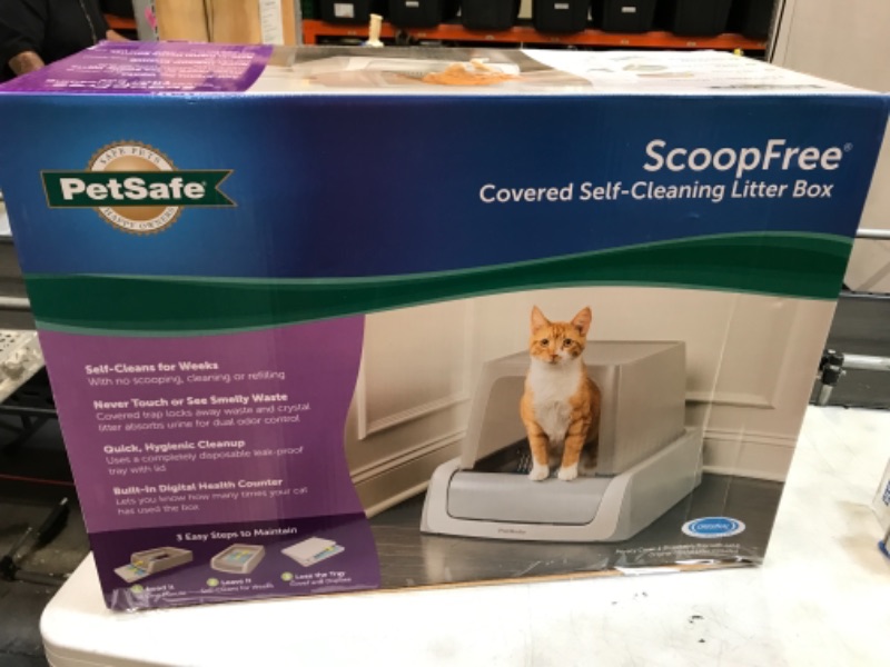 Photo 1 of ScoopFree Covered Automatic Self-Cleaning Cat Litter Box, Gray