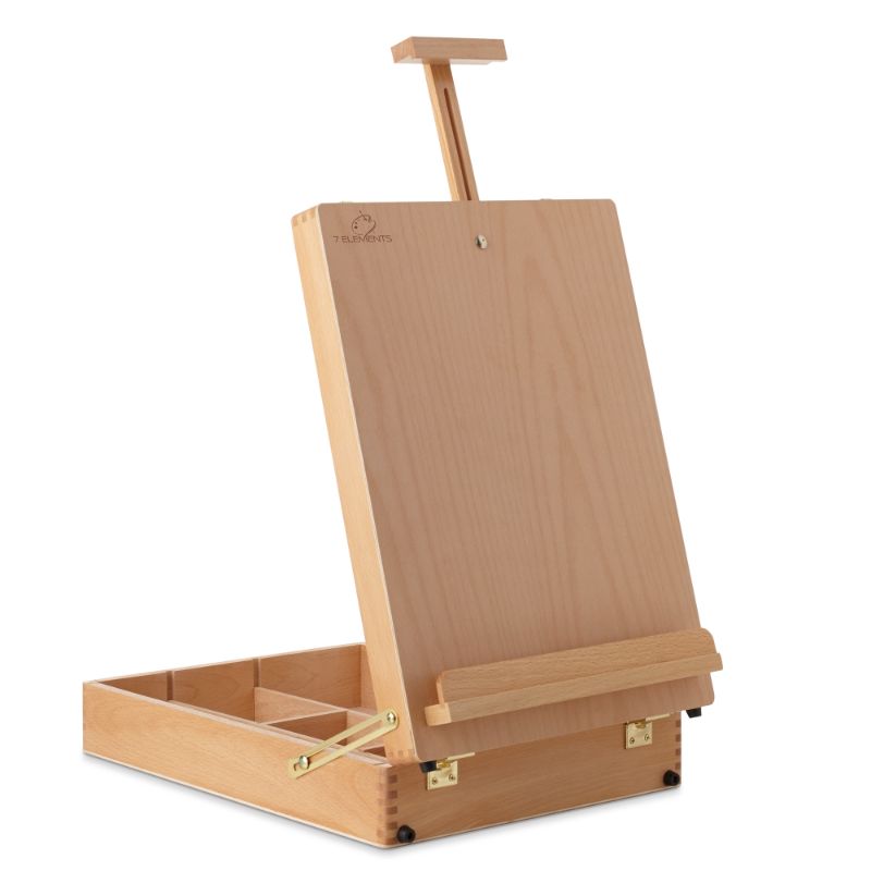 Photo 1 of 7 Elements Beechwood Large Desktop Table Sketchbox Easel for Art, Painting and Drawing, Portable with Storage
