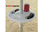 Photo 1 of  AMMSUN 12 Inch Round Plastic Beach Umbrella Table with Cup Holders, White (ITEM IS BENT) (ITEM IS DIRTY)