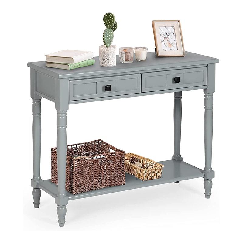 Photo 1 of 35” Console Table with 2 Drawers for Hallway Living Room Bedroom (Grey)