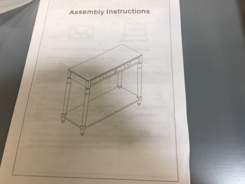 Photo 3 of 35” Console Table with 2 Drawers for Hallway Living Room Bedroom (Grey)
