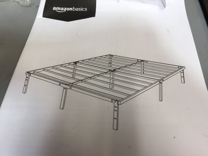 Photo 3 of Amazon Basics Heavy Duty Non-Slip Bed Frame with Steel Slats, Easy Assembly - 14"H, Full