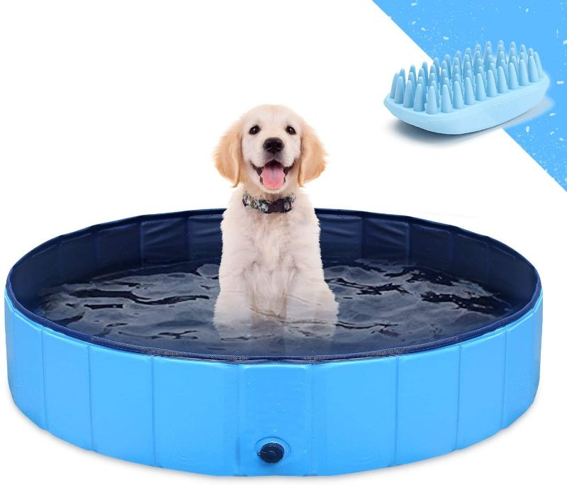 Photo 1 of Dog Pool for Large Dogs, Folding Kiddie Pool, Portable Pet Pools for Dogs, Collapsible Swimming Pool for Kids
