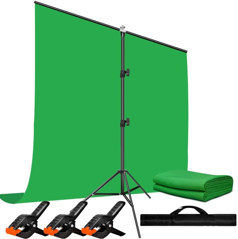 Photo 1 of Heysliy Green Screen Backdrop with Stand Kit for Video,Zoom, 5 X 6.5 Ft Portable Chromakey Green Screen Kit with Stand for Streaming, Gaming
