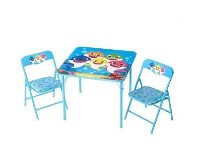 Photo 1 of Idea Nuova Baby Shark 3 Piece Children's Activity Square Table and Chair Set