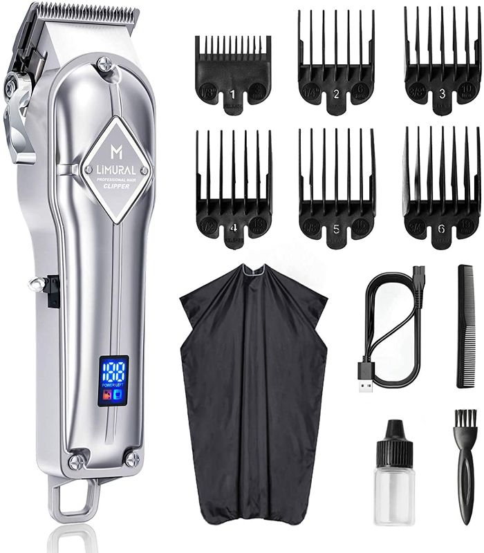 Photo 1 of Limural Hair Clippers for Men Professional, Cordless Clippers for Hair Cutting Beard Trimmer Barbers Haircut Grooming Rechargeable LED Display Silver
