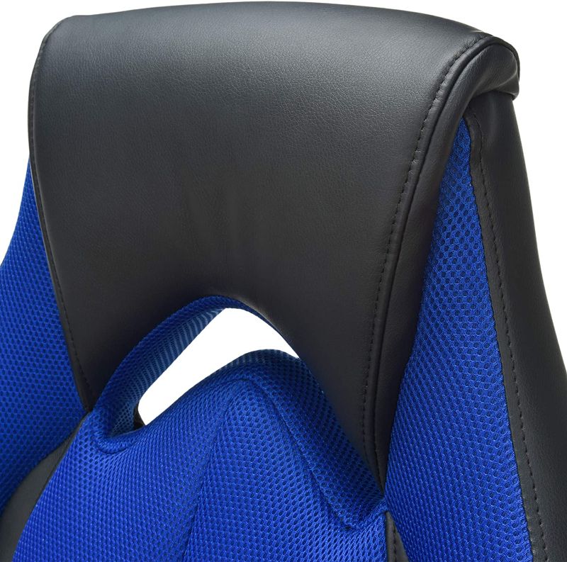 Photo 3 of OFM Essentials Collection High-Back Racing Style Bonded Leather Gaming Chair, Blue (ESS-3086-BLU)