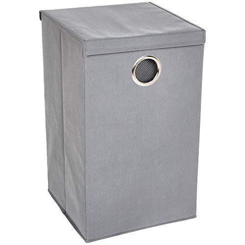 Photo 1 of Basics Collapsible Laundry Hamper with Magnetic Lid, Set of Two, Grey
