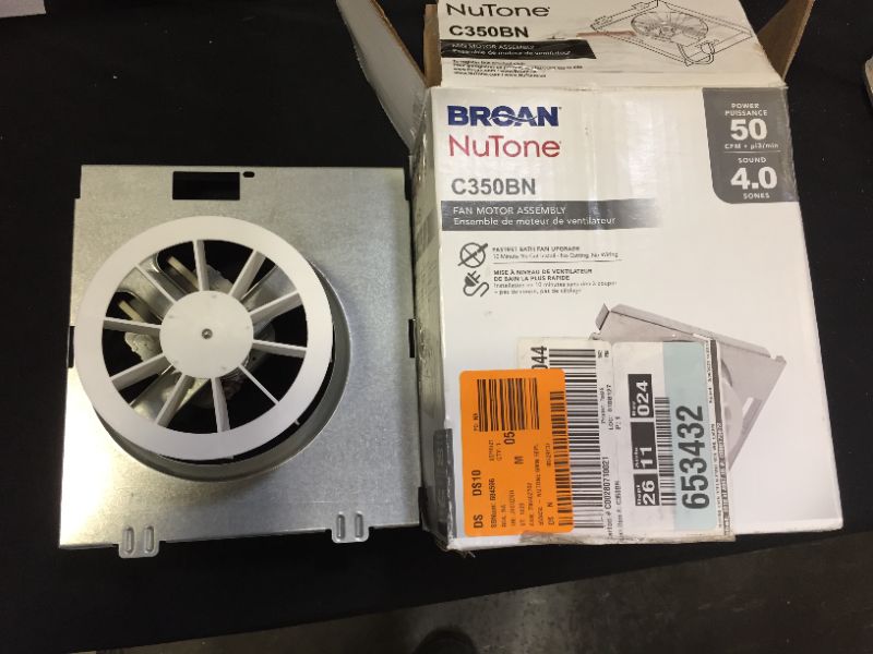 Photo 2 of Broan Nutone Replacement Motor/Wheel 50 CFM Nutone 696N A Housing (C350BN)