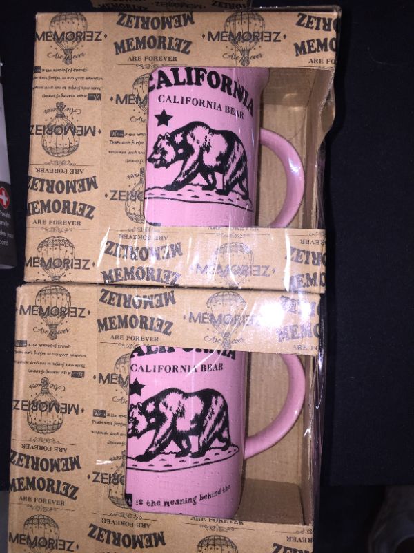 Photo 1 of 2 PACK PINK CALIFORNIA BEAR MUGS WITH DEFINITION ON BACK 