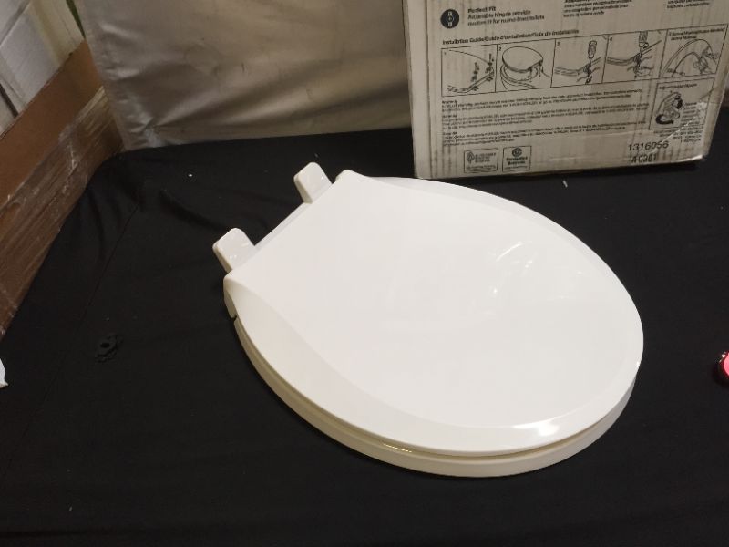 Photo 2 of Kohler K-4639-0 Cachet Round White Toilet Seat, with Grip-Tight Bumpers, Quiet-Close Seat, Quick-Release Hinges, Quick-Attach Hardware, Toilet Seat
