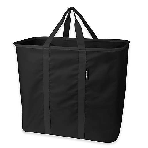 Photo 1 of Clevermade Collapsible Laundry Tote, Large Foldable Clothes Hamper Bag, Carryall, Black
