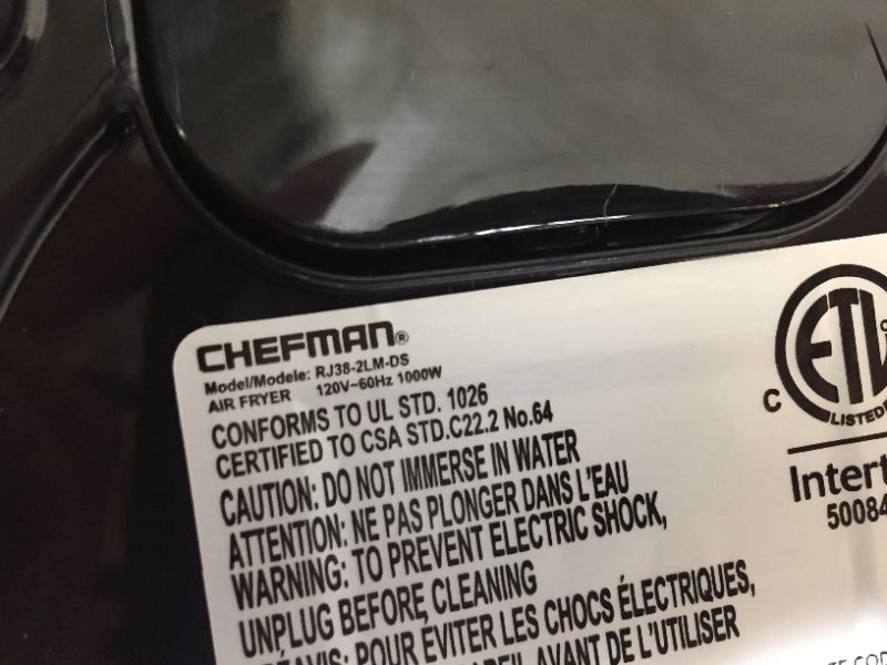 Photo 4 of Chefman TurboFry 2-Quart Air, Personal Compact Healthy Fryer w/Adjustable Temperature Control, 60 Minute Timer and Dishwasher Safe Basket, Black
