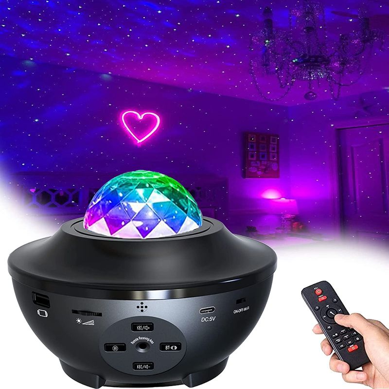 Photo 1 of Star Night Light Projector Bedroom, Galaxy Projector Light Ocean Wave Projector w/LED Nebula Cloud and Bluetooth Music Speaker As Gifts Decor Birthday Party Wedding Bedroom Living
