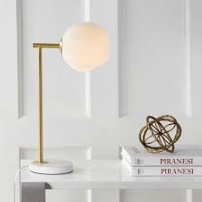 Photo 1 of Charles 20.5 in. Gold/White Metal/Marble LED Table Lamp