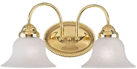 Photo 2 of Livex Lighting 1532-02 Edgemont 2 Light Vanity Polished Brass with White Alabaster Glass
