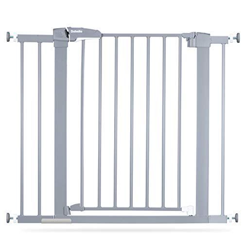 Photo 1 of BABELIO Metal Baby Gate Easy Install Pressure Mounted, 26-40 Inch Child Gate No Drilling, Extra Wide with Wall Protectors, Ideal for Narrow Stair or Doorway, Gray