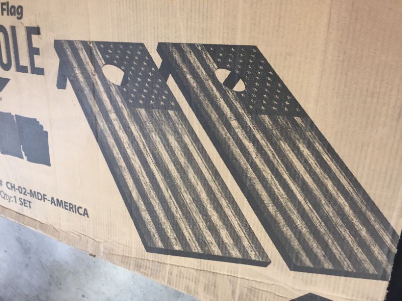 Photo 1 of GoSports American Flag Regulation Size Cornhole Set Includes 8 Bags, Carry Case & Rules