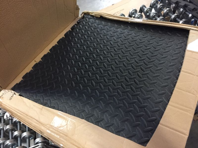 Photo 2 of Amazon Basics Foam Interlocking Exercise Gym Floor Mat Tiles - Pack of 6, 24 x 24 x .5 Inches
