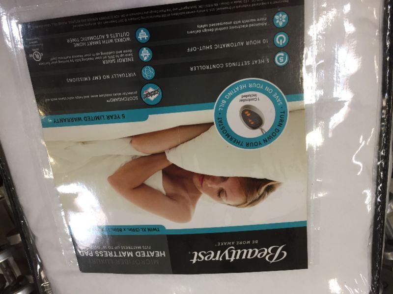 Photo 1 of Beautyrest - Heated Microfiber Mattress Pad with 3M Scotchgard - White - Twin XL