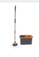 Photo 1 of Casabella 8585333 Spin Cycle Kitchen Bathroom Home Office Mop with Bucket and Built In Soap Dispenser, Orange