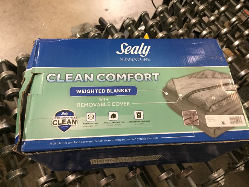 Photo 2 of 48"x72" Clean Comfort 20lbs Weighted Blanket with Removable Cover Gray - Sealy
