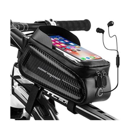 Photo 1 of SUNRIMOON Bike Phone Bag Bicycle Front Frame Bag Waterproof Bike Pouch Top Tube Bag Bike Accessories Bag Phone Holder for Cycling, Fits for iPhone Plus xs max, 6.5''(1.5L)
