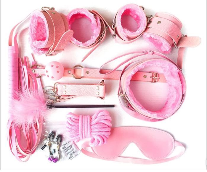 Photo 1 of 10Pcs Plush Bondage Under Bed Restraints Sex Restraints BDSM SM Restraining Straps Toys Adults Kit Pink