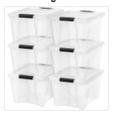 Photo 1 of Iris 32 Quart 6 Pack Stack and Pull Box with Handles  Clear
