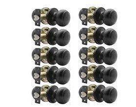 Photo 1 of Antique 2Way Latch Passage Door Knob Adjustable Backset Matte Black Finish InteriorHallwayCloset Door Use 10 Pack