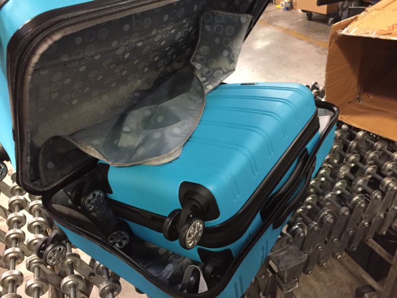 Photo 2 of 2 Piece Expandable Abs Spinner Set, Turquoise color  LARGE LUGGAGE IS DENTED
