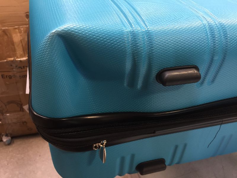 Photo 4 of 2 Piece Expandable Abs Spinner Set, Turquoise color  LARGE LUGGAGE IS DENTED
