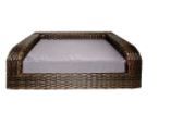 Photo 1 of Iconic Pet Rattan Sofa Cat & Dog Bed w/Removable Cover, Caramel & Mocha