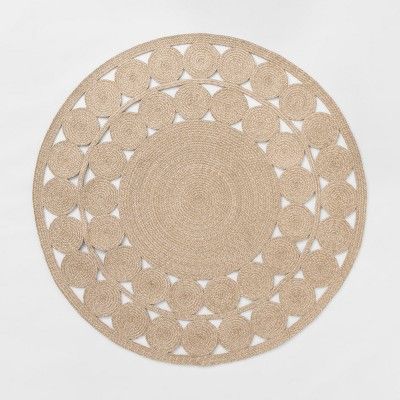 Photo 1 of 6 Ornate Woven Round Outdoor Rug Natural  Opalhouse