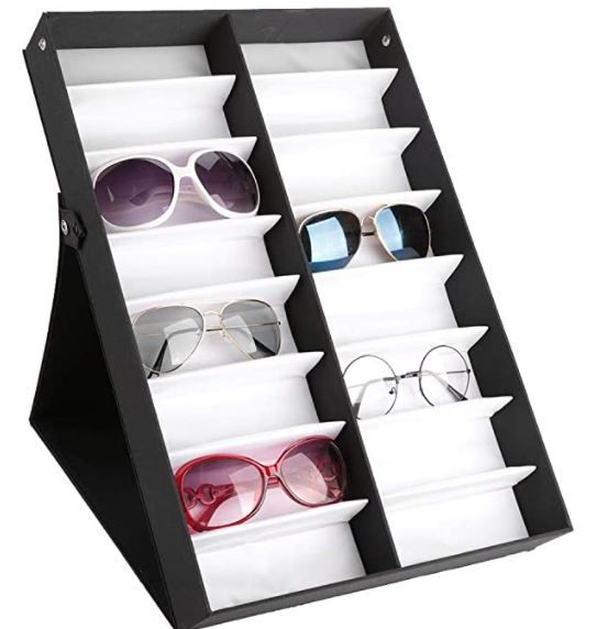 Photo 1 of 16 Grids Glasses Display Case Sunglasses Storage Box Glasses Jewelry Organizer Eyewear Display Box MDF Foldable Jewelery Storage Box for Show Glasses