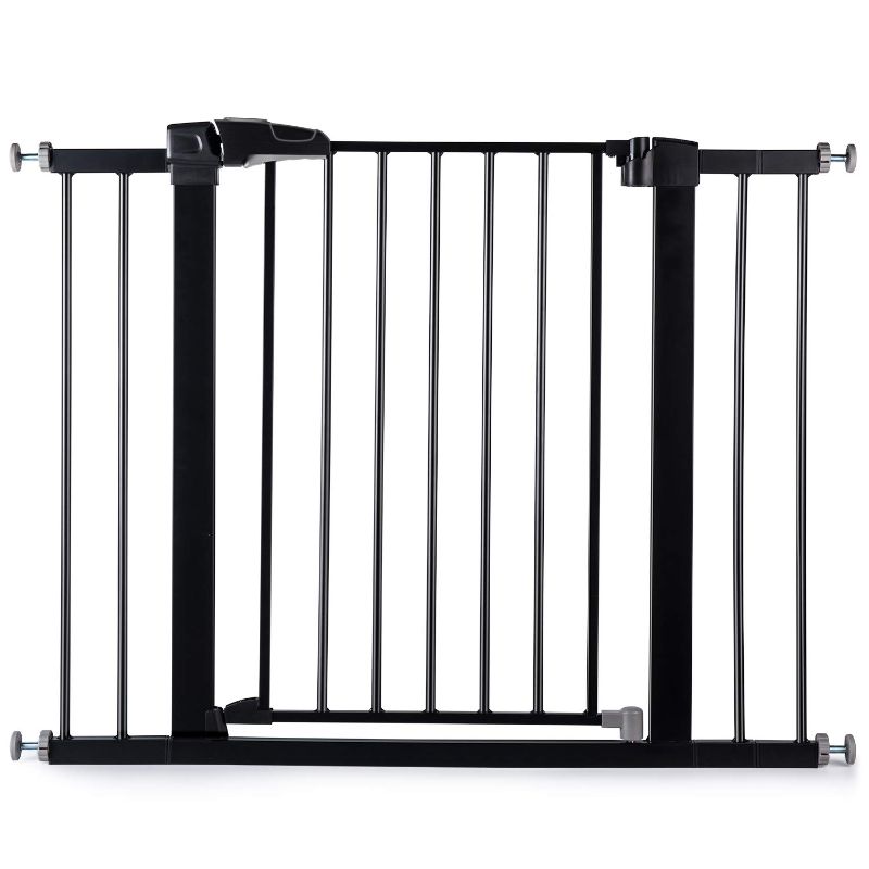 Photo 1 of BABELIO 26-40 Inch Easy Install Extra Wide Pressure Mounted Metal Baby Gate, No Drilling, No Tools Required, with Wall Protectors and Extenders (Black)
