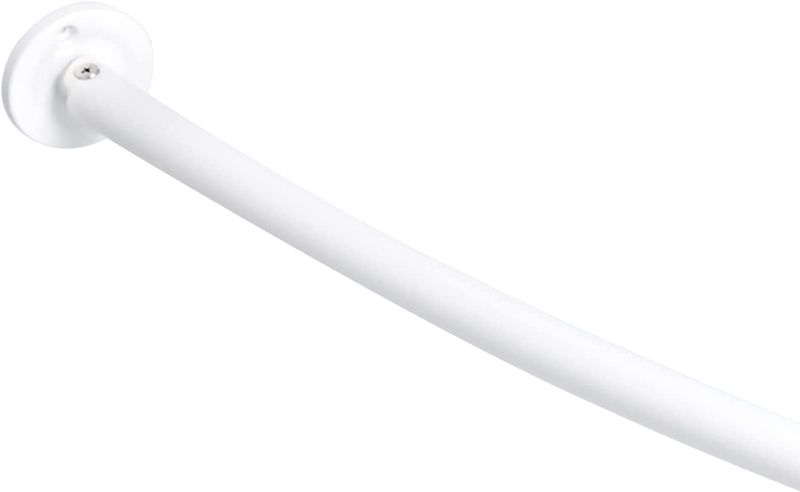 Photo 1 of Amazon Basics Extendable Curved Shower Rod - 48" to 72", White
