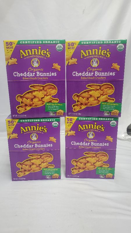 Photo 1 of Annie's Baked Snack Crackers, Organic, Cheddar Bunnies - 11.25 oz 4PK BEST BY 10/16/2021