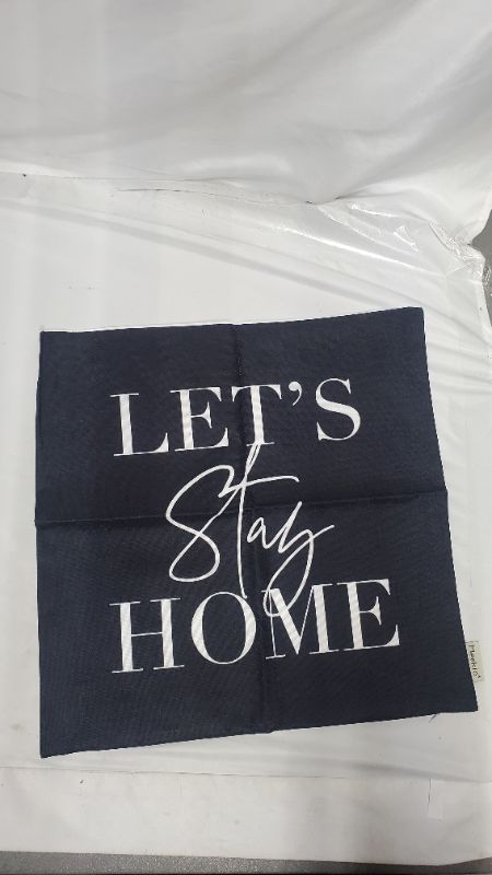Photo 1 of 4PK LET'S STAY HOME THROW PILLOW COVERS- SIZE UNKNOWN