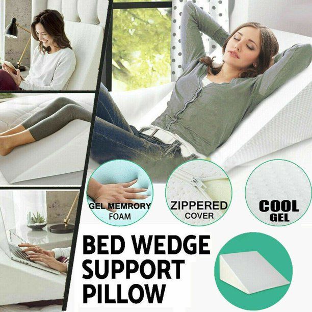 Photo 2 of Bed Wedge Pillow, KUNPENG Memory Foam Wedge Reading Pillow & Acid Reflux Pillow for Sleeping, Pregnancy, Post Surgery, Leg Elevation - Triangle Pillow with Washable Cover 25"*24"*12"